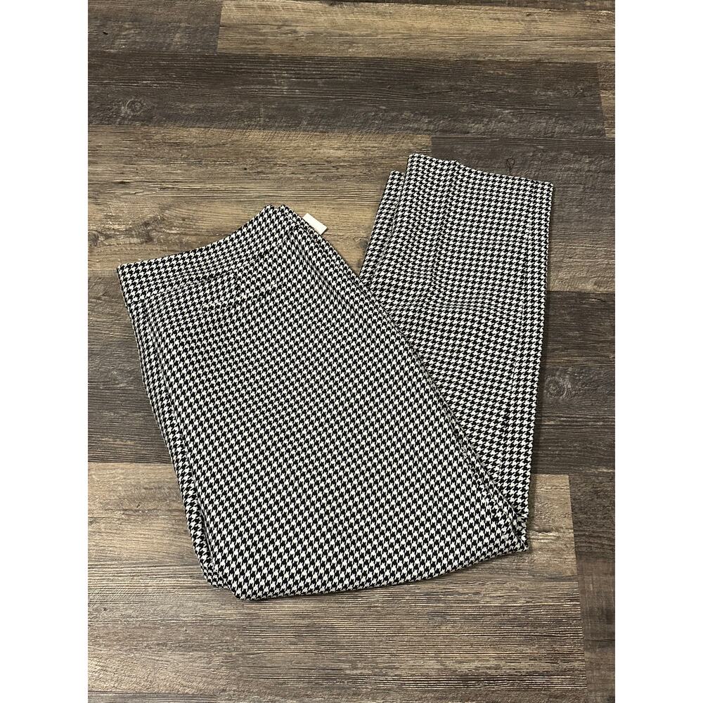 Kasper Women's Black White Houndstooth Mid Rise Straight Leg Pants Size 16 - Picture 2 of 5
